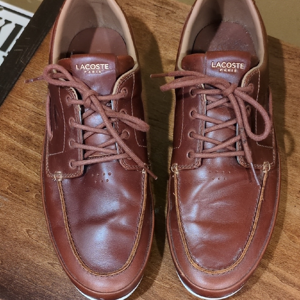 Lacoste Men's Brown Leather Oxfords
